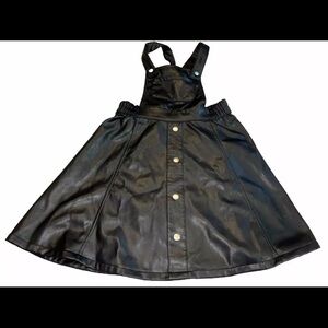 Wonder Nation Girls Size Medium 7-8 Black Leather Dress Overalls